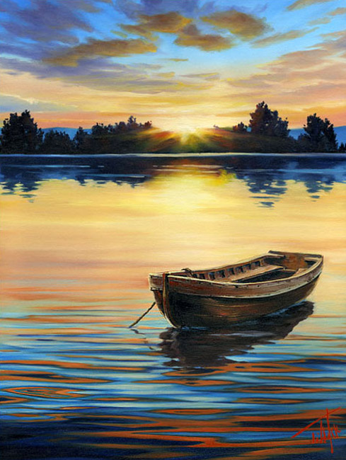 art work - painting - sun down