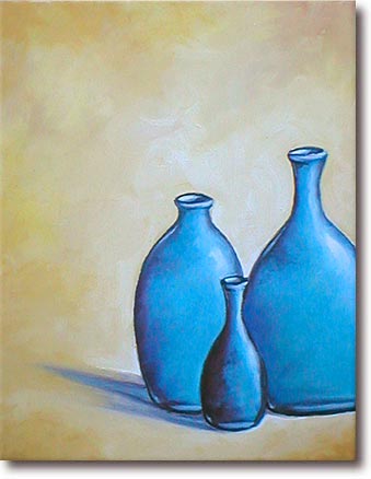 art - oil painting - 3 bottles
