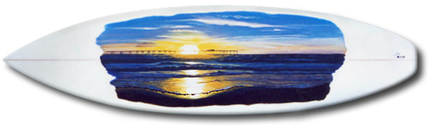 surfboard art - Painting  - Pier at Sunset
