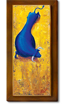 art work - painting - bull in blue