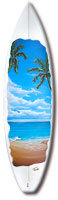 surfboard art - painting - cloudy palms