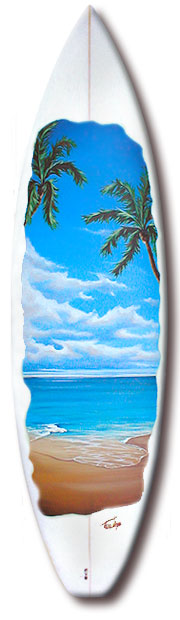 surfboard art - Painting  - cloudy palms